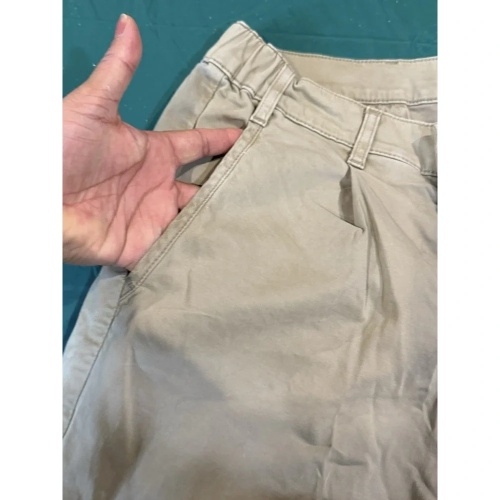 AG Adriano Goldschmied THE ROMAN  Women Sz 31R Skinny Pleated Beige Hiking Pants